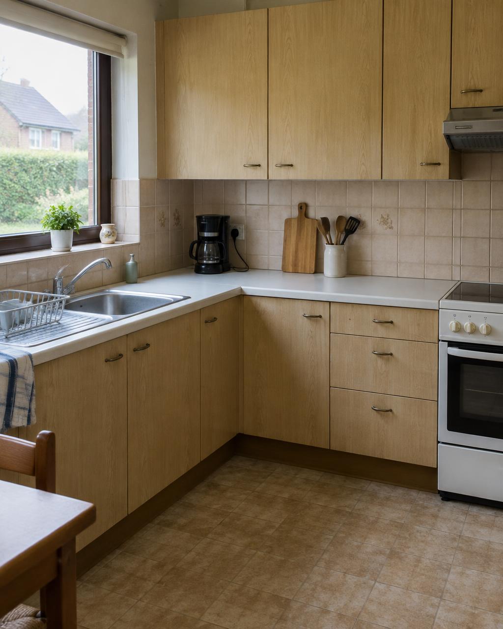 Cuisine en bois clair avant relooking